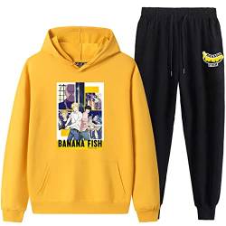 keepmore Banana Fish Trainingsanzug Frauen Männer Anime Banana Fish Cosplay Kostüm Gedruckt Hoodies Hosen Harajuku Zweiteiliges Set von keepmore