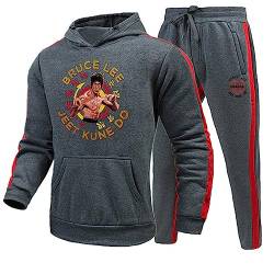 keepmore Bruce Lee Kapuzenpullover und Jogginghose Set Kung Fu Martial Art Bruce Lee 3D-gedrucktes Trainingsanzug-Set für Männer Frauen von keepmore