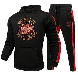 keepmore Bruce Lee Kapuzenpullover und Jogginghose Set Kung Fu Martial Art Bruce Lee 3D-gedrucktes Trainingsanzug-Set für Männer Frauen von keepmore