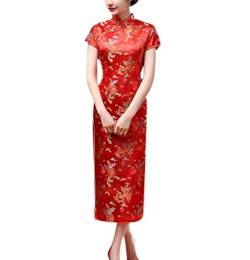 keepmore Chinesisch Stil Qipao für Damen, Langes Kleid Plus Size Cheongsam Abendkleid Qipao für Hochzeit von keepmore