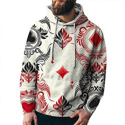 keepmore Herren Pullover Ace of Spades Print Hoodie Vintage Poker Kapuzen-Sweatshirt mit Kanga-Tasche von keepmore