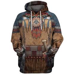 keepmore Indianer Vintage Hoodies Männer/Frauen Mode Persönlichkeit 3D Digitaldruck Langarm Kapuzen Sweatshirt von keepmore