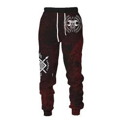 keepmore Wikinger-Tattoo 3D-gedruckte Jogginghose für Herren Lässige Modegrafik Baggy Jogginghose mit Kordelzug Streetwear-Hose von keepmore