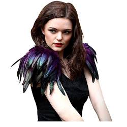 keland Damen Halloween Cosplay Feder Epaulet Shrug Schultergurt Umhänge Flügel Ein Paar (Violett) von keland