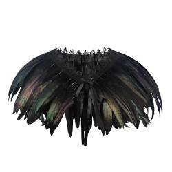 keland Damen Natural Feather Feather Schal Halloween Shrug Schwarz Poncho Kragen（Schwarz） von keland