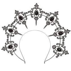 keland Gothic Lolita Sonne Halo Krone Haarreif Mary Goddess kopfschmuck Barocke Tiaras Haarschmuck Halloween Haar Accessoire (S-Silber) von keland