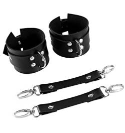 keland Sexy Punk Leder Handschellen Fesseln Handschellen Bondage Strumpfband für Frauen (Schwarz-003) von keland