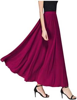 keland Swing Maxi Chiffon Röcke für Frauen Elastische Taille Boho Beach Skirt (Z-Burgundy, L) von keland