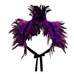 keland Victorian reale natürliche Feder Shrug Schal Schulterumhang Cape Gothic Kragen Halloween-Kostüm (Violett) von keland