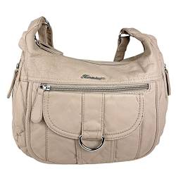 kennydoo Damen Umhängetasche mit vielen Fächern - crossbody bag - 1650-1 einfarbig und batik (beige) von kennydoo