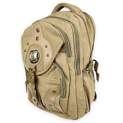 kennydoo großer Rucksack von Babyfish/Damen und Herren Canvas Backpack/Laptopfach (beige camel) von kennydoo