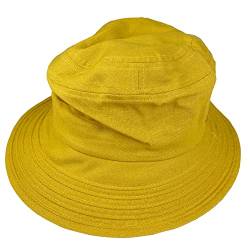 kennydoo modischer Sommerhut mit Krempe I Bucket Hat I Größenverstellbar I Unisex I Fischerhut (gelb/Ocker) von kennydoo