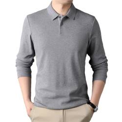 Frühlings-Herren-Polohemd, einfarbig, klassisches Herren-Poloshirt, Baumwoll-T-Shirt, Freizeithemden, grau, XL von keusyoi