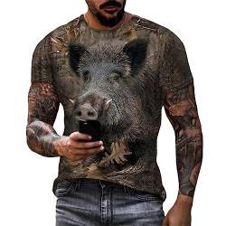 Herren Camo Jagd Tiere Wildschwein 3D Druck T-Shirt Frauen Sommer Casual Kurzarm Harajuku T-Shirt Tops von keusyoi