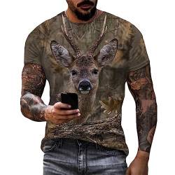 Herren Camo Jagd Tiere Wildschwein 3D Druck T-Shirt Frauen Sommer Casual Kurzarm Harajuku T-Shirt Tops von keusyoi