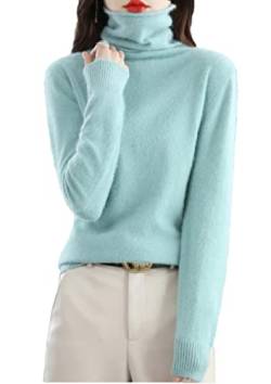 Winter Nerz Kaschmir Pullover Damen Casual Solid Pullover Sweater Basic Lose Rollkragen Pullover Bluse Tops, B, S von keusyoi