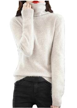 Winter Nerz Kaschmir Pullover Damen Casual Solid Pullover Sweater Basic Lose Rollkragen Pullover Bluse Tops, Khaki9, L von keusyoi