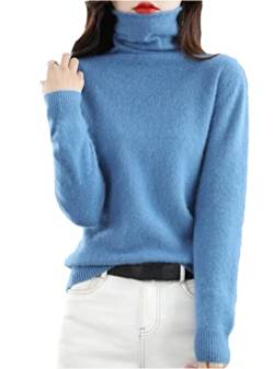 Winter Nerz Kaschmir Pullover Damen Casual Solid Pullover Sweater Basic Lose Rollkragen Pullover Bluse Tops, a, M von keusyoi