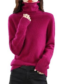 Winter Nerz Kaschmir Pullover Damen Casual Solid Pullover Sweater Basic Lose Rollkragen Pullover Bluse Tops, burgunderfarben, XL von keusyoi