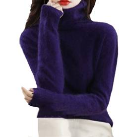 Winter Nerz Kaschmir Pullover Damen Casual Solid Pullover Sweater Basic Lose Rollkragen Pullover Bluse Tops, g, XL von keusyoi
