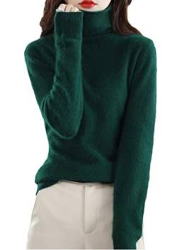 Winter Nerz Kaschmir Pullover Damen Casual Solid Pullover Sweater Basic Lose Rollkragenpullover Bluse Tops, Dark En8, XL von keusyoi