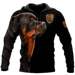 keusyoi 3D Black Rottweiler Bedruckte Kapuzenpullover Unisex Hoodies Zip Pullover Lässiger Langarm-Trainingsanzug von keusyoi