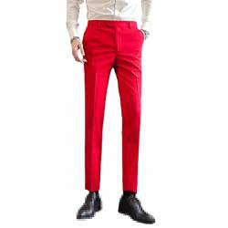 keusyoi Klassische blaue Hose für Herren, formelle Anzughose, schwarze Hose, große Größe, lässige Hose, rot, 31-35 von keusyoi