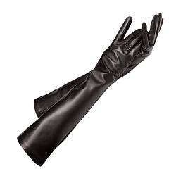 keusyoi Lange Handschuhe Für Damen, Schaffell-Leder, Schwarze Handschuhe, Echte Fäustlinge Für Damen, Dünnes Futter, Ellenbogenhandschuhe von keusyoi
