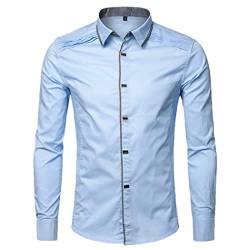 keusyoi Luxus Herren Kleid Hemden Slim Fit Druckknopf Baumwolle Hemd Herren Hemden Casual Button Down Formal Business Shirts, himmelblau, XL von keusyoi