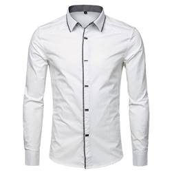 keusyoi Luxus Herren Kleid Hemden Slim Fit Druckknopf Baumwolle Hemd Herren Hemden Casual Button Down Formal Business Shirts, weiß, M von keusyoi