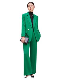 keusyoi Modischer Damen-Hosenanzug, formelles Büro, Damen, Business, Arbeitskleidung, 2-teiliges Set, langärmelig, rosa Blazer und Hose von keusyoi