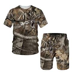 keusyoi Sommer Casual Camo1 Jagd Sportbekleidung Tier Wildschwein 3D Druck T-Shirt Herren Kurzarm Trainingsanzug, Schwarz , XXL von keusyoi