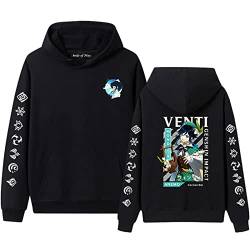 Genshin Impact Venti Hoodie Unisex Anime Venti Cosplay Kostüm bedruckter Pullover Langarm Kapuzen-Sweatshirt Manga Pullover Tops von kewing