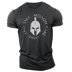 Herren T-Shirt Spartan Helm Druck Rundhals Kurzarm T-Shirt Mode Fitness Pullover von kewing