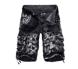 Männer-Straßentarnung Leoparden-Print-Shorts im Heavy-Metal-Rock-Stil mit Mehreren Taschen von kewing