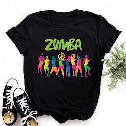 T-Shirt für Frauen Zumba Bedruckte Kurze Ärmel Rundhals-Rollärmel lässiges Oberteil für Zumba-Kurse Tanz-Fitness-Training von kewing
