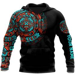 kewing Herren Hoodies 3D Gedruckter Native American Indian Printed Pullover Langarm Kapuzenpulli mit Taschen von kewing