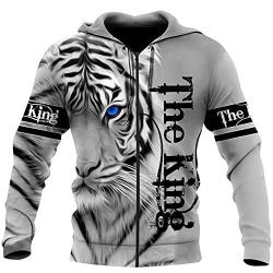 kewing Herren Viking Hoodies Casual 3D Animal Tiger Print Sweatshirt Zip Pullover Jacke, M von kewing