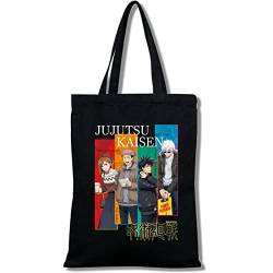 kewing Jujutsu Kaisen Tote Canvas Bag für Frauen Mädchen Casual Daily School Große Kapazität Umhängetasche Jujutsu Kaisen Cosplay Handtasche für Anime Fans Geschenk, Einheitsgröße von kewing