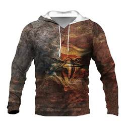 kewing Männer Amerikanische Flagge Hoodies Patriotische Sweatshirt Retro Weißkopfseeadler Grafik Casual Lose Langarm Kapuzen Sportbekleidung Top mit Taschen von kewing