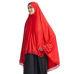 Frauen elegante Hijab Spitze Trim muslimischen islamischen Ramadan weichen leichten Hijab langen Schal,rot von khalat