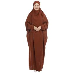 khalat Islamische Frauen Gebet Kleid 1PC Leichte Arabische Fledermaus Ärmel Abaya Bescheidene Maxi Jilbab, Braun, Einheitsgröße von khalat