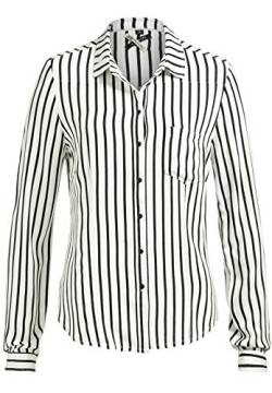 khujo Damen Bluse Tunika Conny Shirt Streifen weiß schwarz Langarm (XL) von khujo