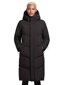 khujo Damen Mantel Steppmantel torino lang Steppjacke warm sportlich mit Kapuze (black, XL) von khujo