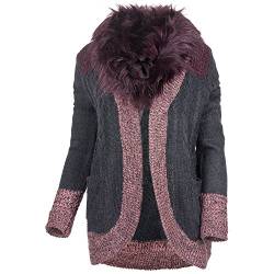 khujo Damen Strickjacke farbiges Kunstfell Strick, Farbe:Anthracite;Größe:XL von khujo