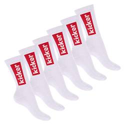 kicker Damen & Herren Crew Socks (6 Paar) Weiß 39-42 von kicker