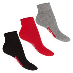 kicker Damen & Herren Kurzschaft Socken (3 Paar) - Schwarz Rot Grau 39-42 von kicker