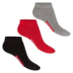 kicker Damen & Herren Sneaker Socken (3 Paar) - Schwarz Rot Grau 39-42 von kicker