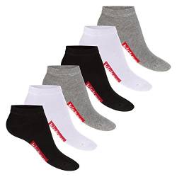 kicker Damen & Herren Sneaker Socken (6 Paar) - Schwarz Weiß Grau 39-42 von kicker