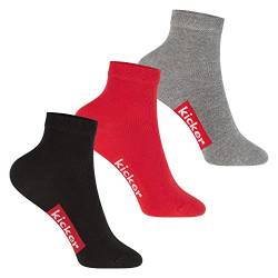 kicker Kinder Kurzschaft Socken (3 Paar) Schwarz Rot Grau 31-34 von kicker